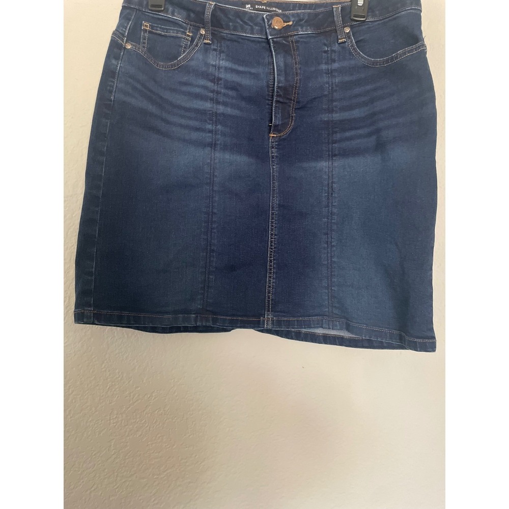 Lee Riders Shape Illusions Denim Skirt Dark Wash Stretch Mini Skirt Womens - Picture 4 of 11